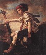 FETI, Domenico David with the Head of Goliath oil painting on canvas
